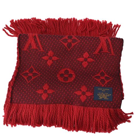 louis vuitton logomania scarf ruby|louis vuitton checkered scarf.